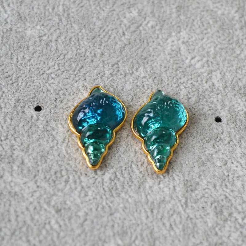 Sea Blue Shell Earrings - Marina-Nora Luxe