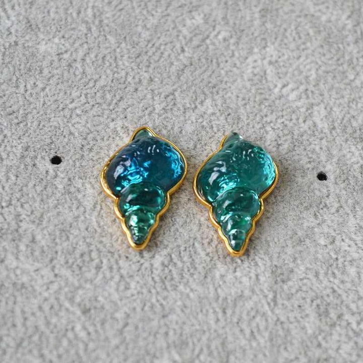 Sea Blue Shell Earrings - Marina-Nora Luxe