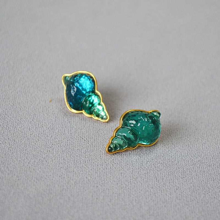 Sea Blue Shell Earrings - Marina-Nora Luxe