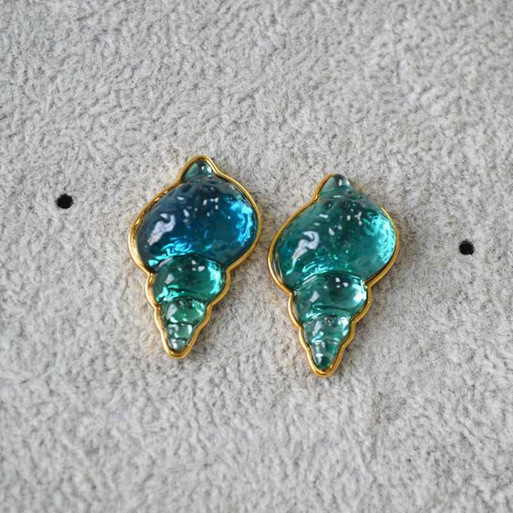Sea Blue Shell Earrings - Marina-Nora Luxe