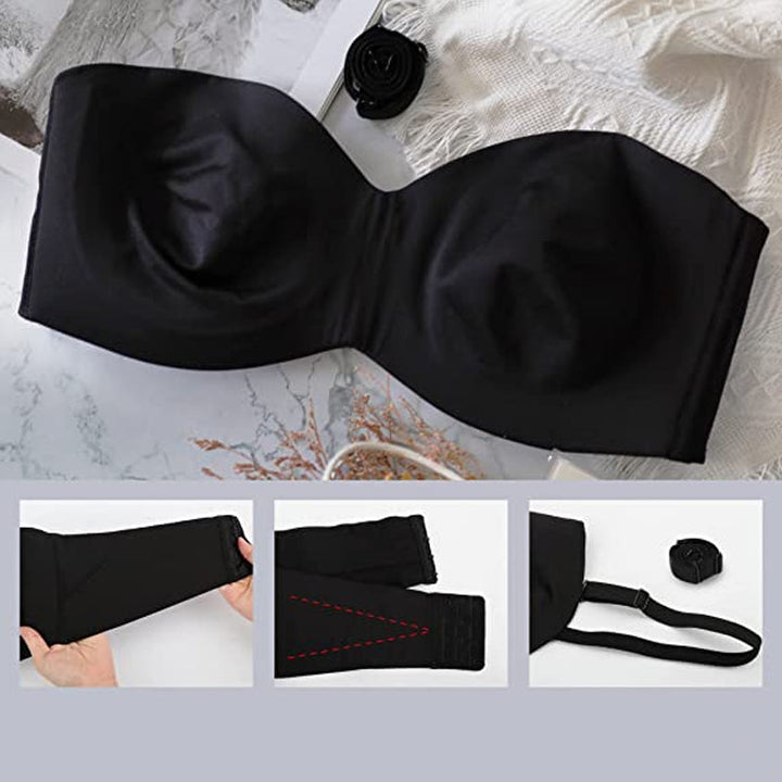 Seamless bandeau bra with removable straps – Camille-Black-30-B-Nora Luxe