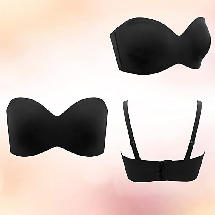 Seamless bandeau bra with removable straps – Camille-Black-30-B-Nora Luxe