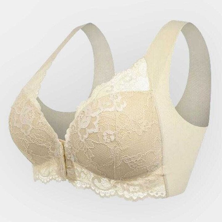 Seamless lace sports bra with front closure - Mireya-Beige-M-Nora Luxe