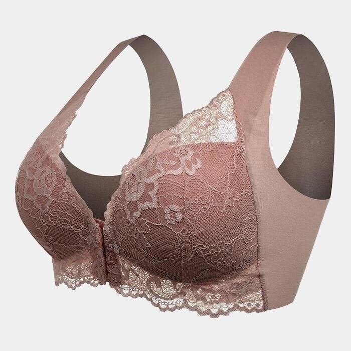 Seamless lace sports bra with front closure - Mireya-Brown-M-Nora Luxe