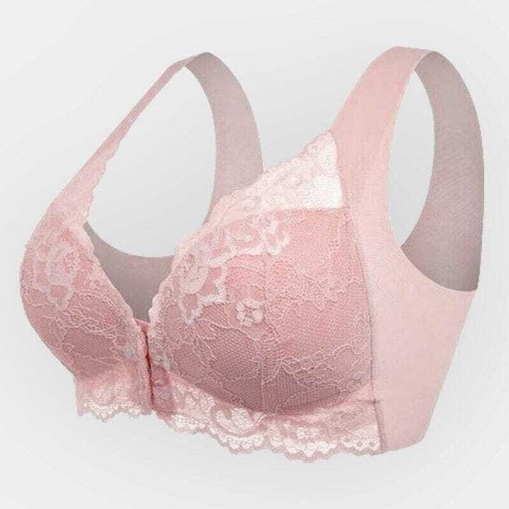 Seamless lace sports bra with front closure - Mireya-Pink-M-Nora Luxe