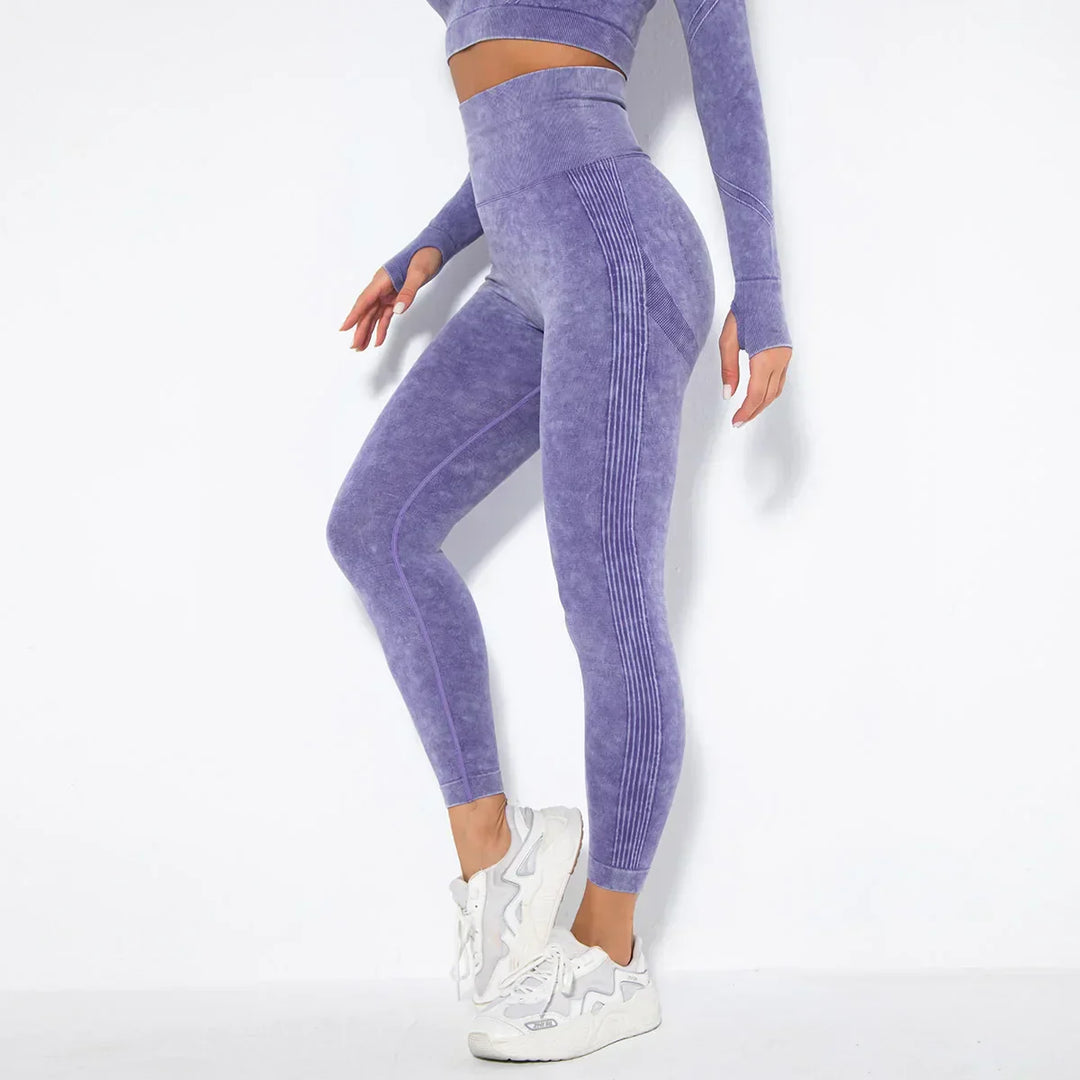 Seamless Women's Yoga Set with Cropped Top - Nova-Bordeaux Red-S-Nora Luxe