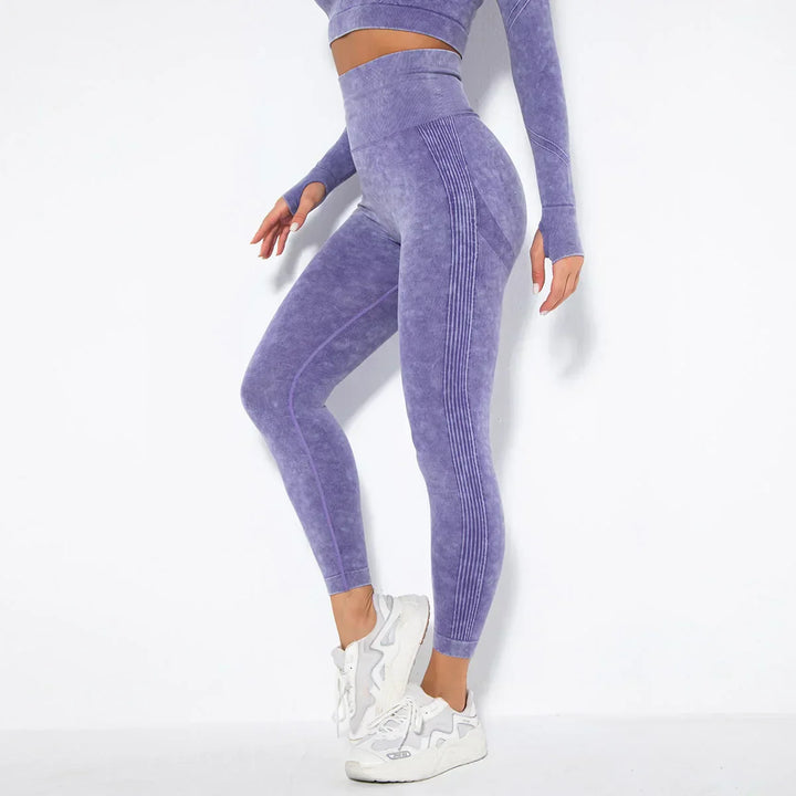 Seamless Women's Yoga Set with Cropped Top - Nova-Bordeaux Red-S-Nora Luxe