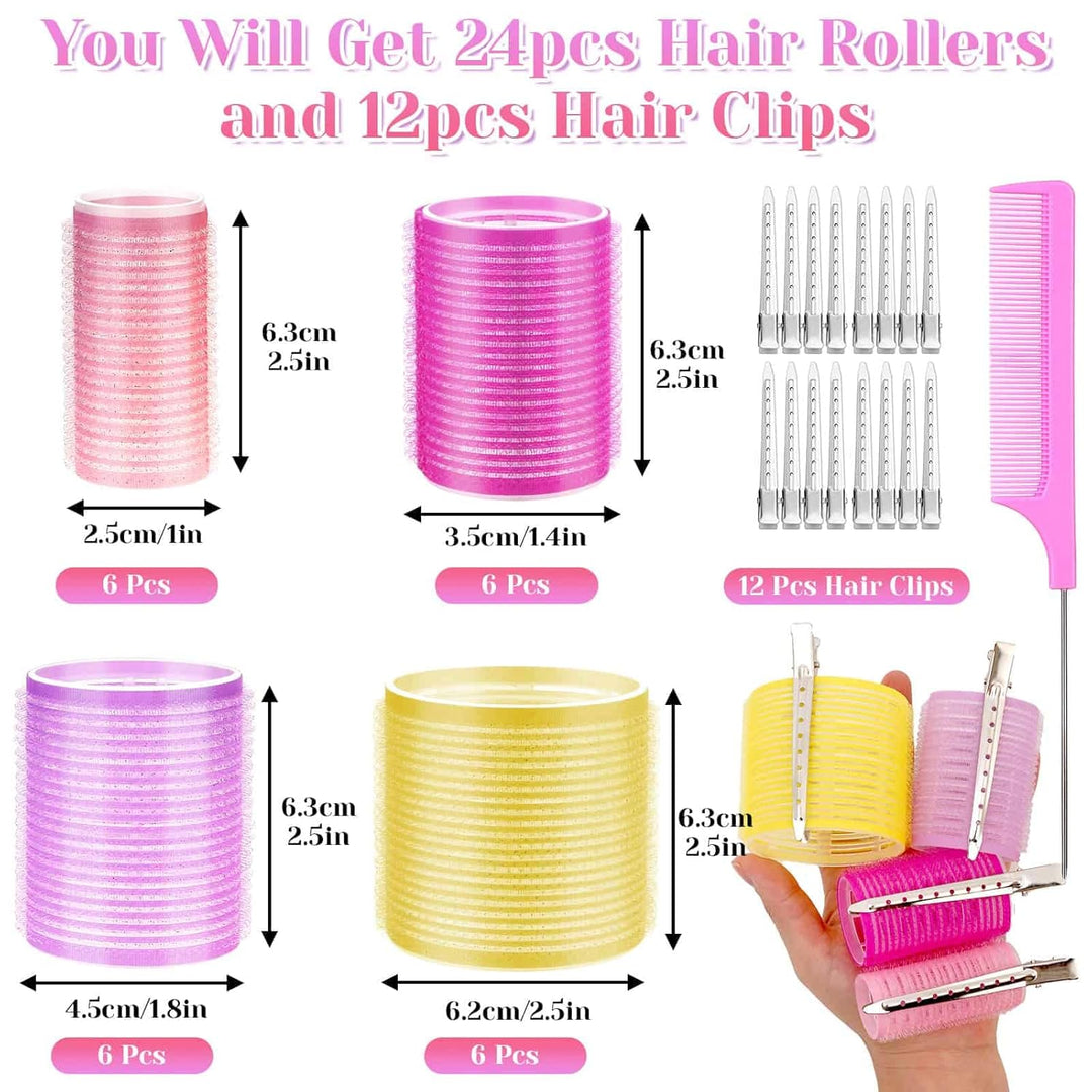 Self-adhesive Hair Rollers Set – Multicolored Curling Pins-Multicolored A-Nora Luxe