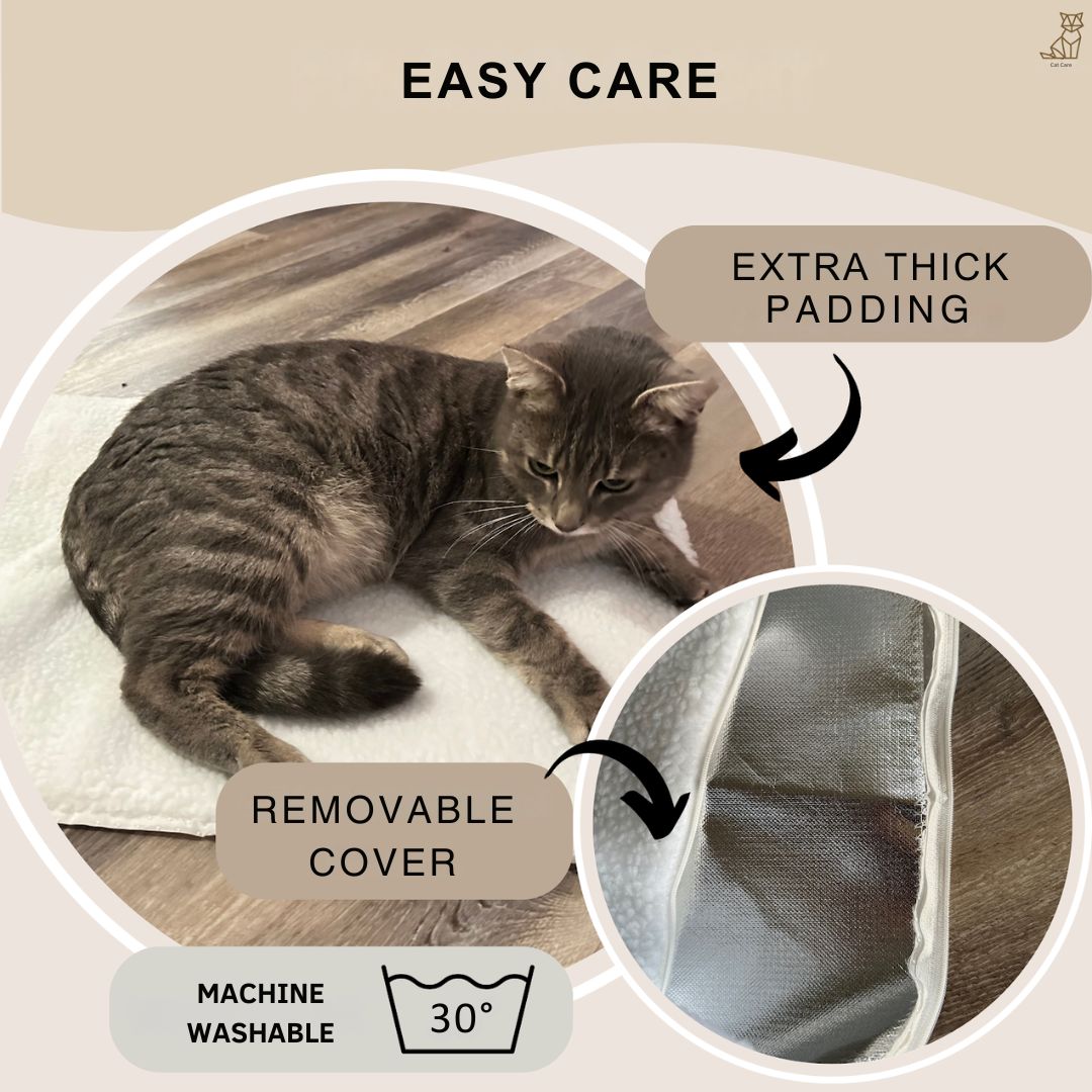 Self-Heating Cat Mat - WarmPurr™-Snow White - 23.62 in x 17.72 in-Nora Luxe