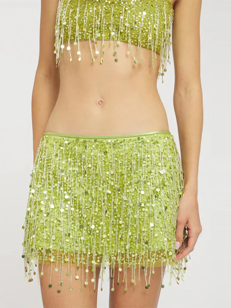 Sequin Tassel Bikini Set – Riviera-Pink-S-Nora Luxe