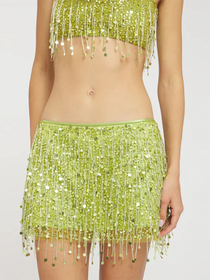 Sequin Tassel Bikini Set – Riviera-Pink-S-Nora Luxe