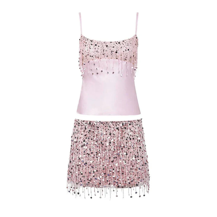 Sequin Tassel Bikini Set – Riviera-Pink-S-Nora Luxe