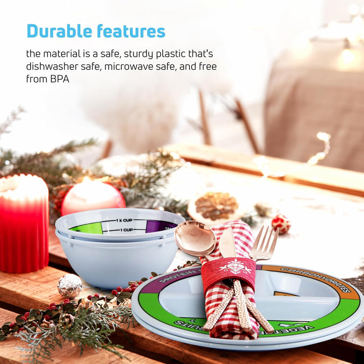 Serving Control Plates and Bowls Set – 4-Piece Self-Measurement Set-Nora Luxe
