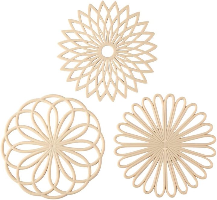 Set of 3 Silicone Coasters: Heat Resistant Heat Pads-Beige-Nora Luxe