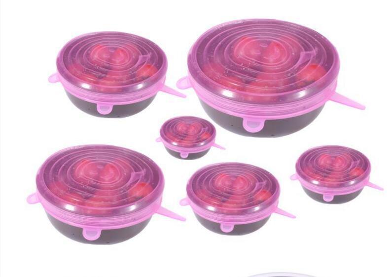 Set of 6 Stretchable Silicone Lid Covers - StretchLid-Pink-Nora Luxe