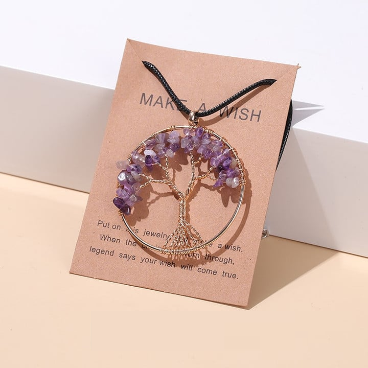 Seven Chakras Tree of Life Necklace | Spiritual Jewellery-AMETHYST-Nora Luxe