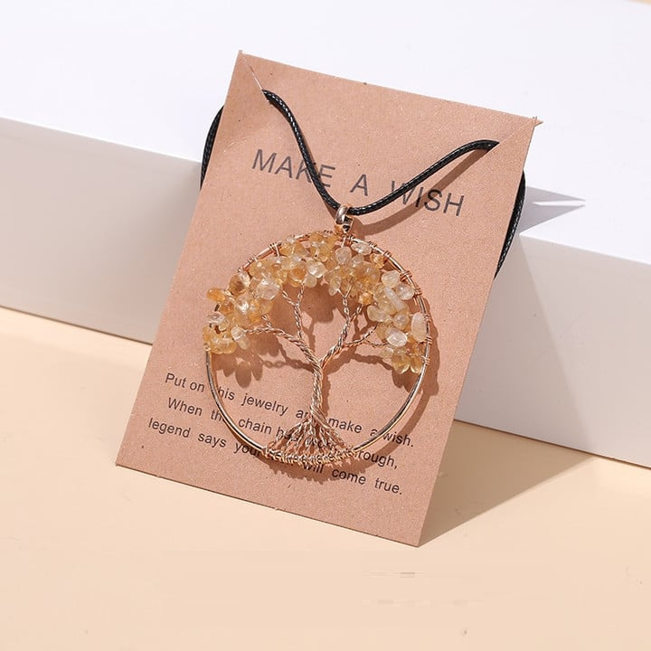 Seven Chakras Tree of Life Necklace | Spiritual Jewellery-CITRINE-Nora Luxe