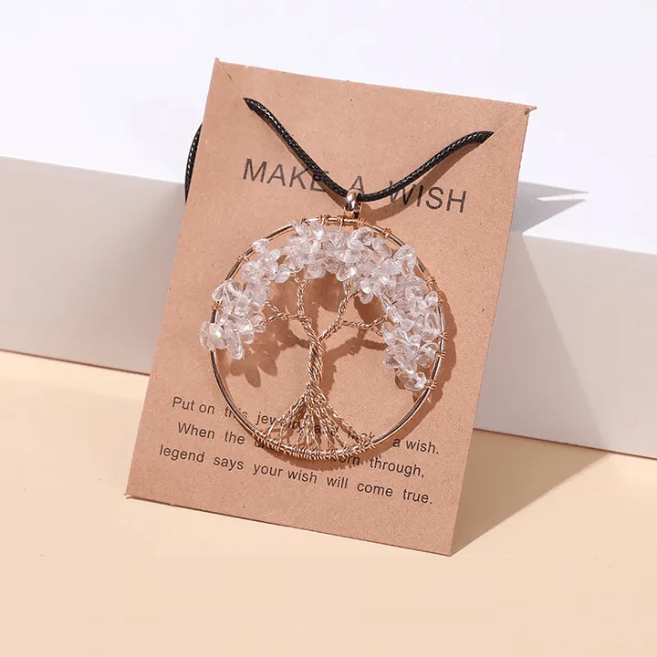 Seven Chakras Tree of Life Necklace | Spiritual Jewellery-STONE QUARTZ-Nora Luxe