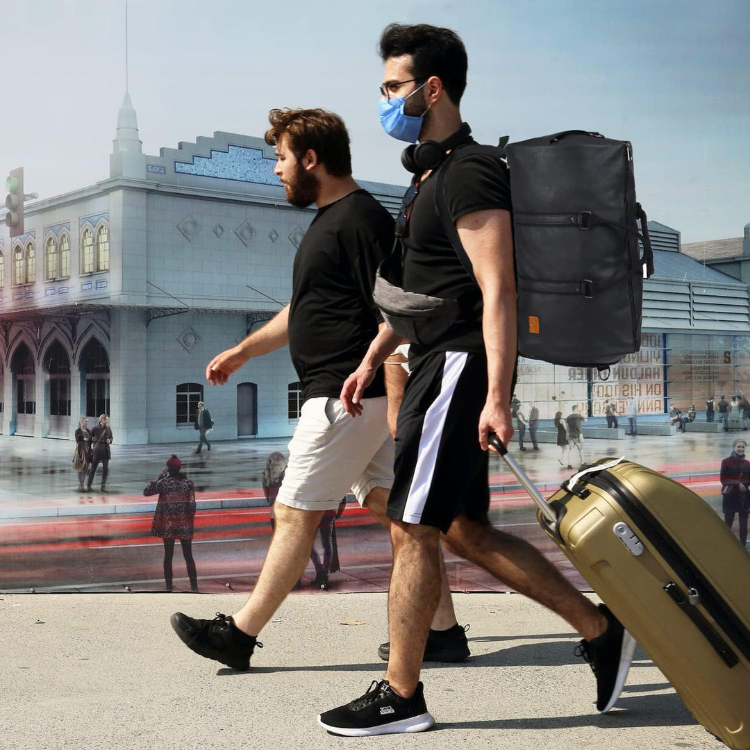 Convertible PU Leather Garment Duffel – Carry-On Weekender Suit Travel Bag