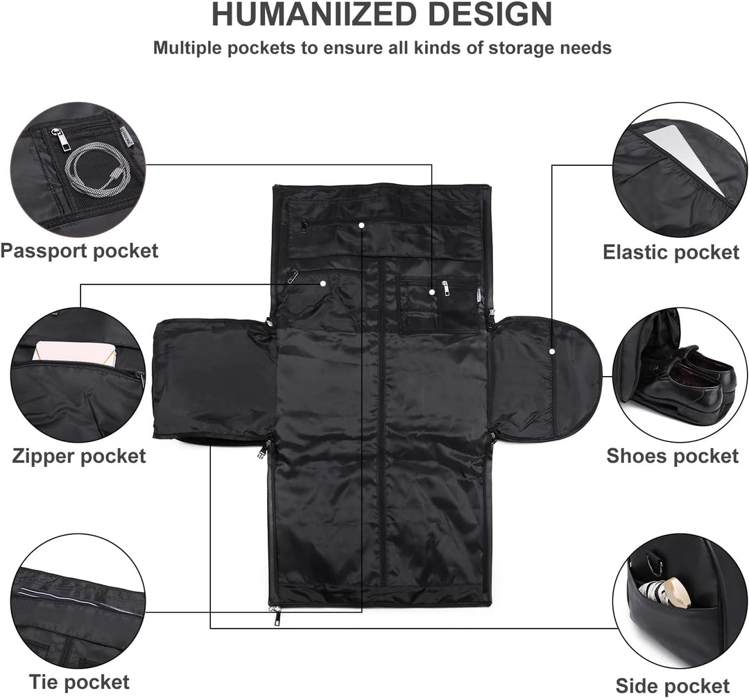 Convertible PU Leather Garment Duffel – Carry-On Weekender Suit Travel Bag