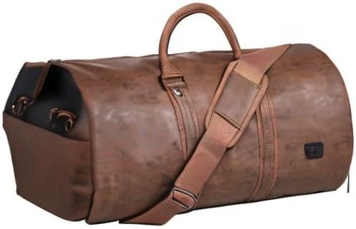 Convertible PU Leather Garment Duffel – Carry-On Weekender Suit Travel Bag