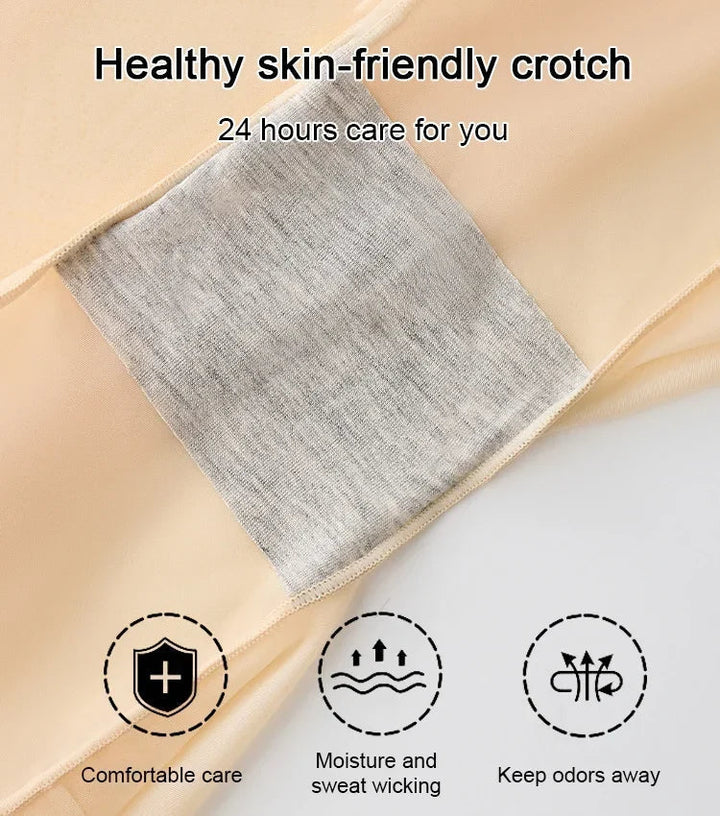 3-in-1 Shaping Shorts inside view in beige showing the gray crotch liner, detail