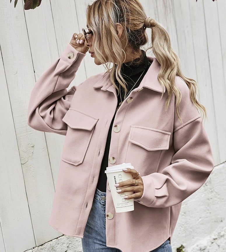 Short jacket with button placket – Elodie-Pink-S-Nora Luxe