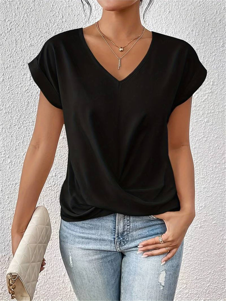Short-Sleeved Women's T-Shirt – Romy-S-Black-Nora Luxe