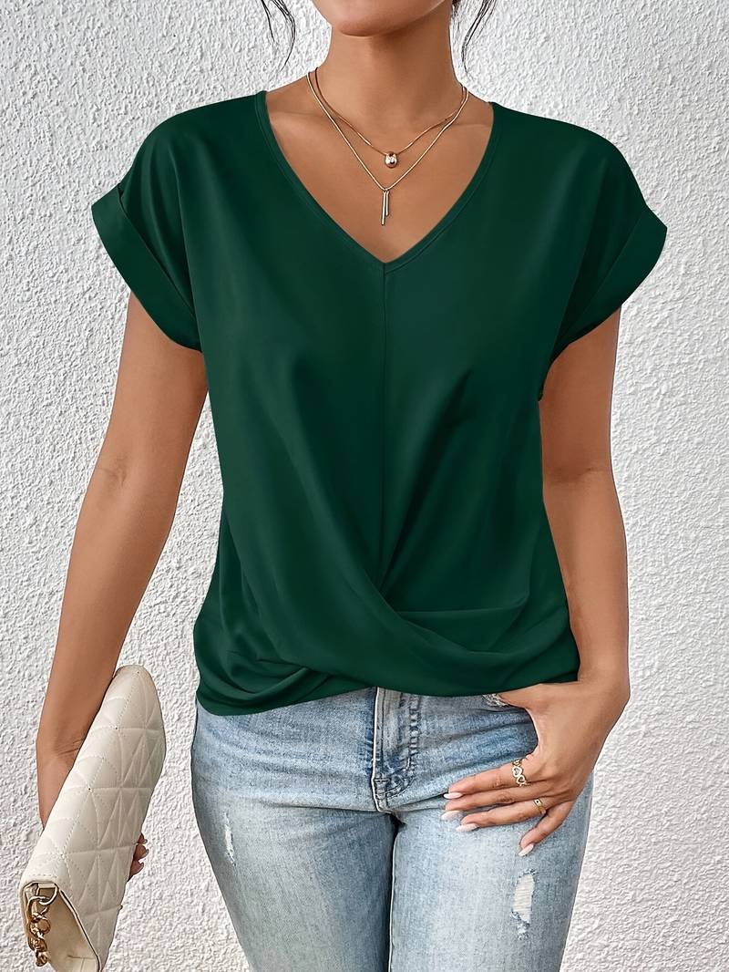 Short-Sleeved Women's T-Shirt – Romy-S-Green-Nora Luxe