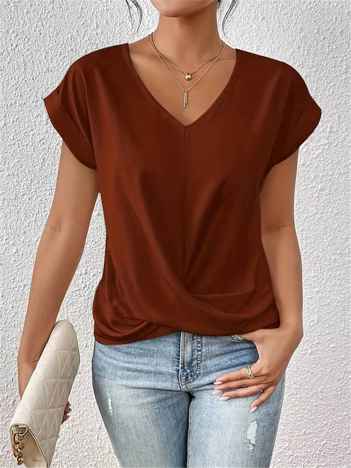 Short-Sleeved Women's T-Shirt – Romy-S-Red-Nora Luxe