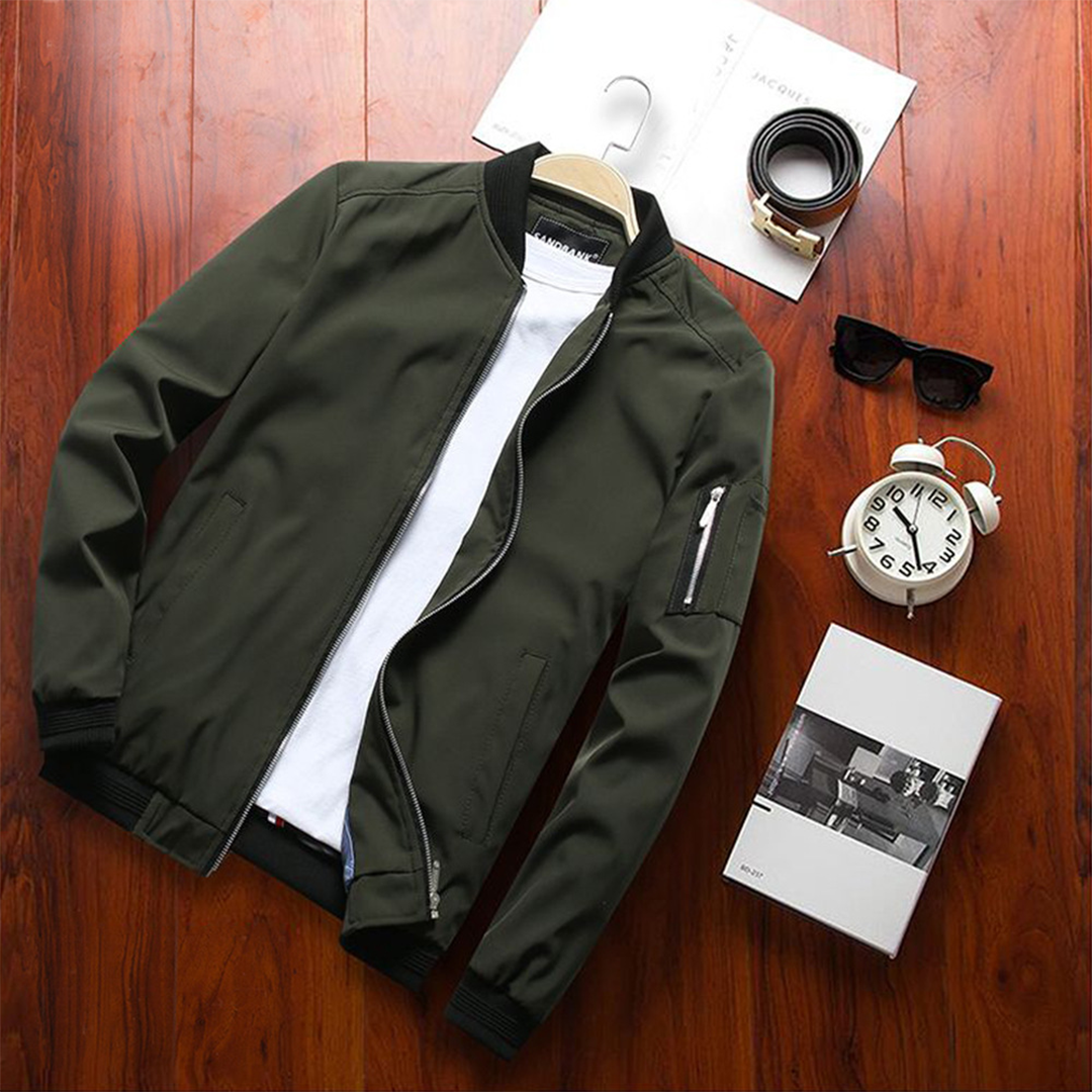 Short Summer Jacket for Men - Orion-Olive green-M-Nora Luxe