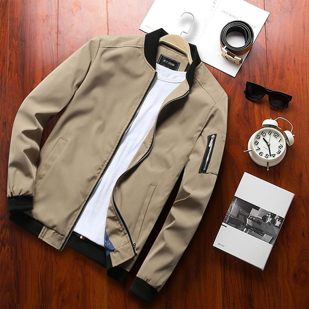 Short Summer Jacket for Men - Orion-Olive green-M-Nora Luxe