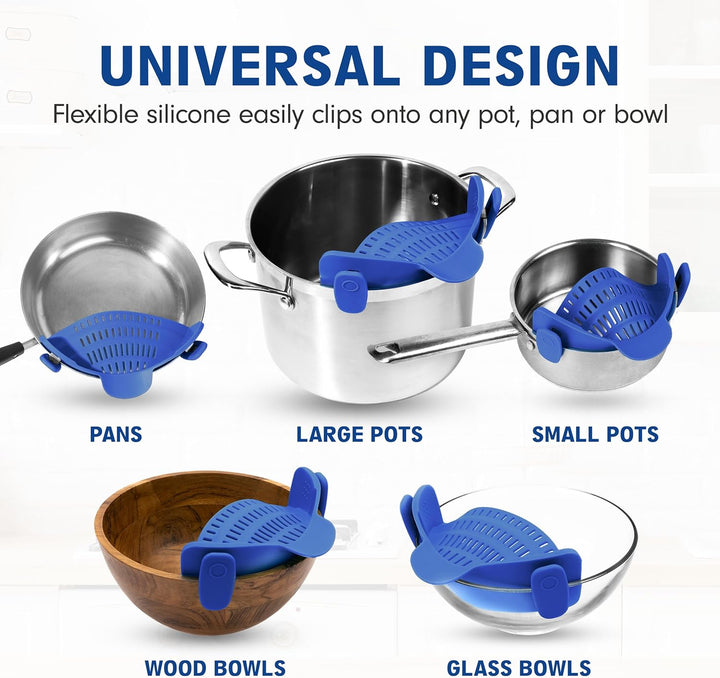 Silicone Clip-On Strainer – Heat-Resistant Colander for Pasta & Vegetables-Grey-Nora Luxe
