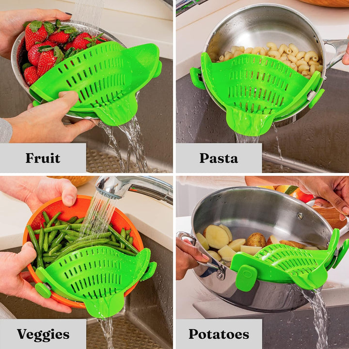 Silicone Clip-On Strainer – Heat-Resistant Colander for Pasta & Vegetables-Grey-Nora Luxe