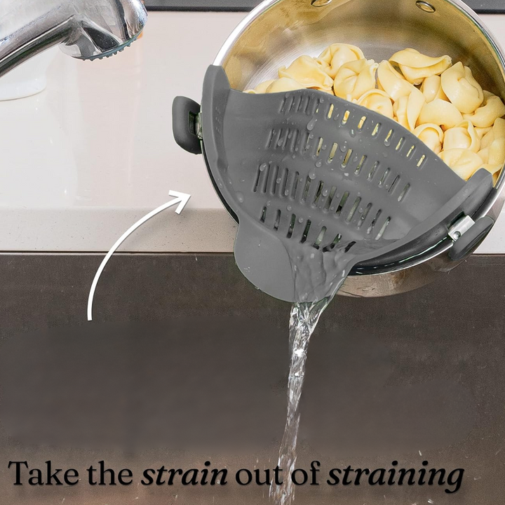 Silicone Clip-On Strainer – Heat-Resistant Colander for Pasta & Vegetables-Grey-Nora Luxe