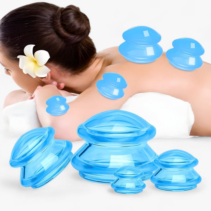 Silicone Cupping Therapy Set - GlowCupp-Blue-Nora Luxe