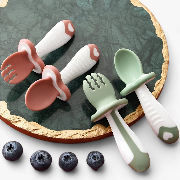 Silicone Cutlery Set for Little Ones - MiniMeal-Green-Nora Luxe