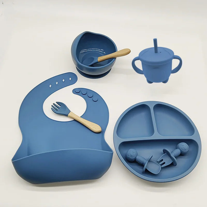 Silicone Feeding Set for Babies - TinyBites-Dark blue-Nora Luxe