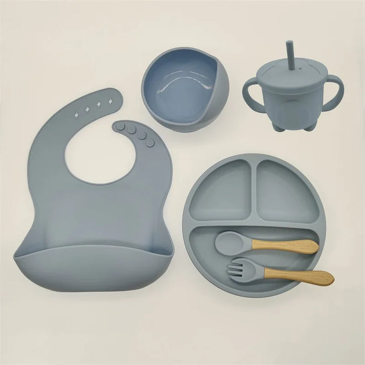 Silicone Feeding Set for Babies - TinyBites-Gray-Nora Luxe