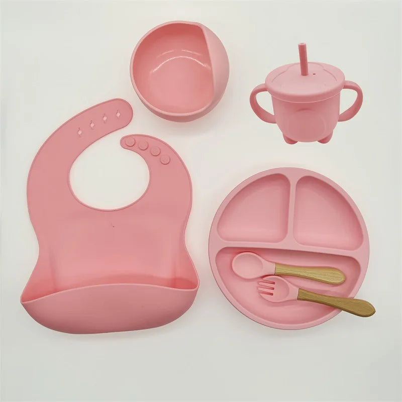 Silicone Feeding Set for Babies - TinyBites-Pink-Nora Luxe