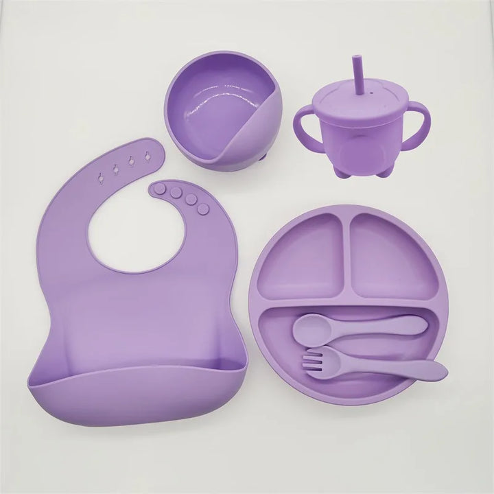 Silicone Feeding Set for Babies - TinyBites-Pink-Nora Luxe