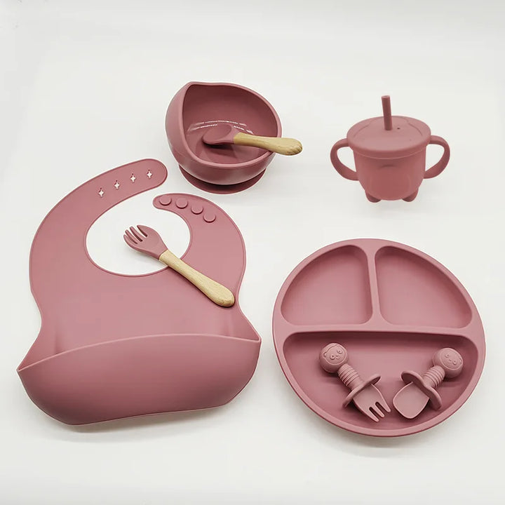 Silicone Feeding Set for Babies - TinyBites-Pink-Nora Luxe