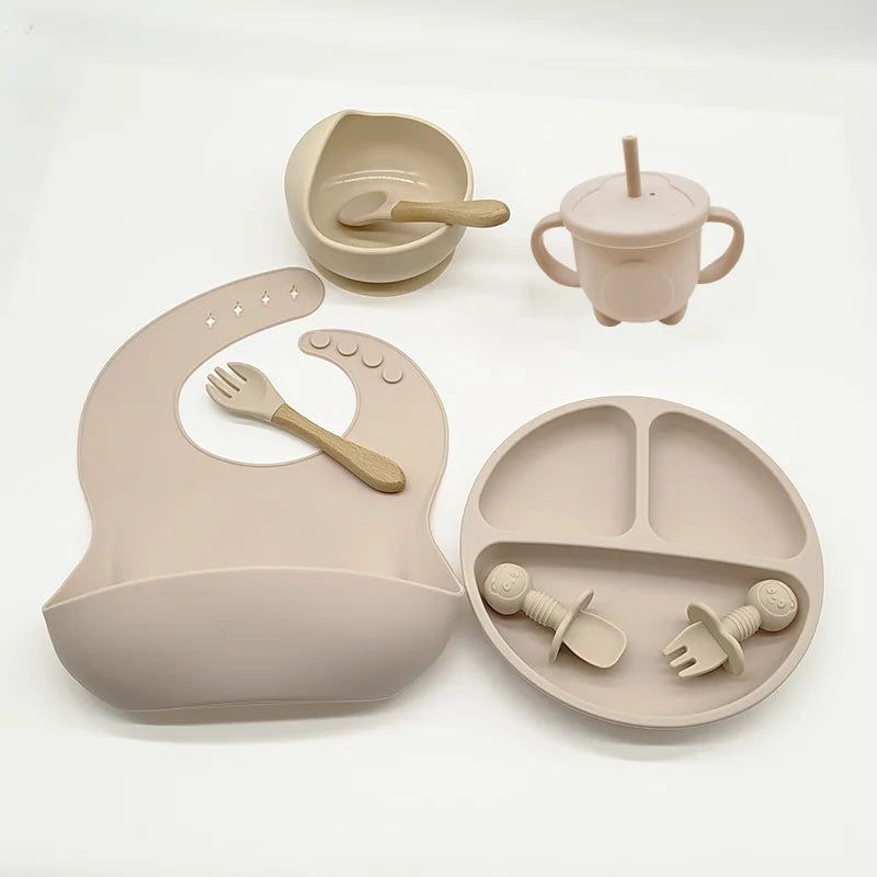 Silicone Feeding Set for Babies - TinyBites-Pink-Nora Luxe