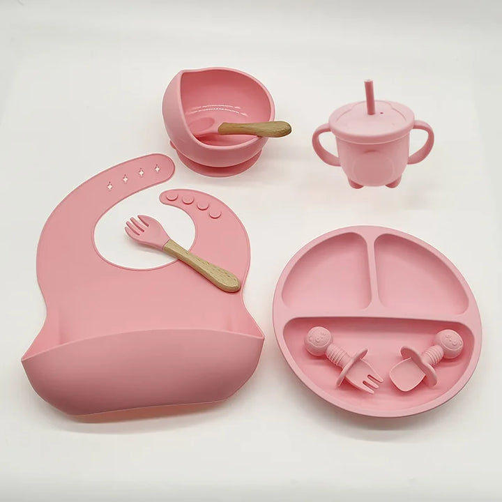 Silicone Feeding Set for Babies - TinyBites-Pink-Nora Luxe