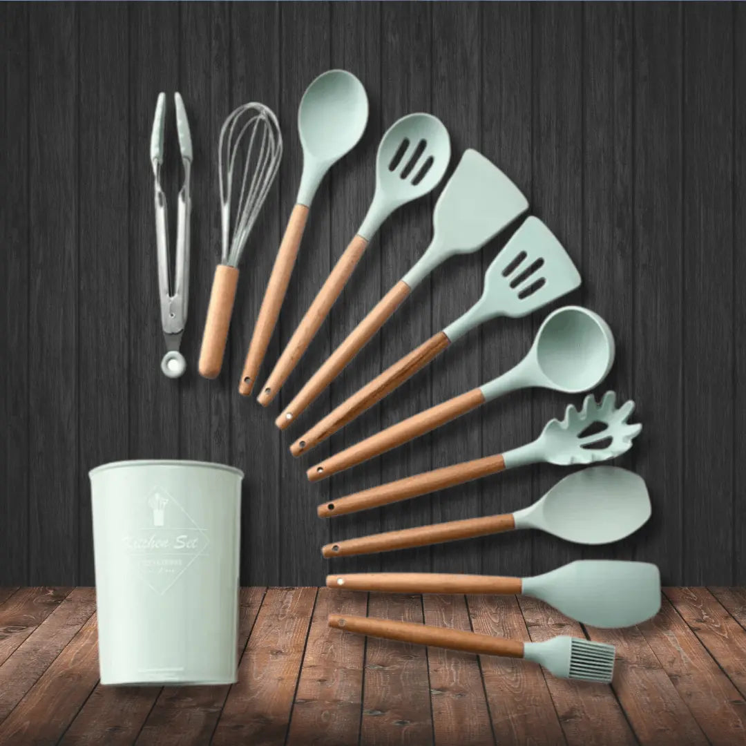 Silicone Kitchen Utensil Set - FlexiChef-Green-Nora Luxe