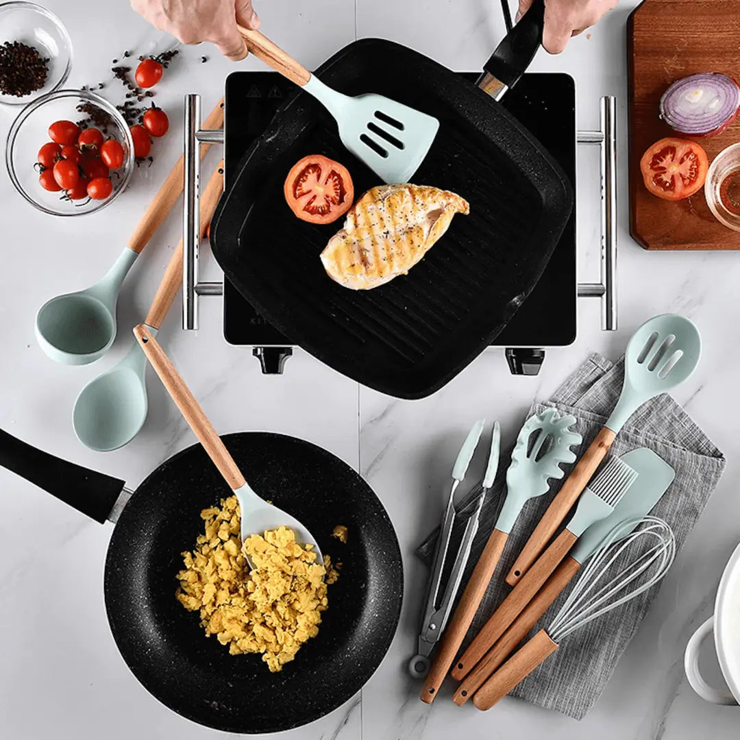 Silicone Kitchen Utensil Set - FlexiChef-Pink-Nora Luxe