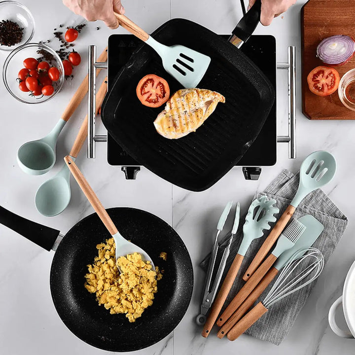 Silicone Kitchen Utensil Set - FlexiChef-Pink-Nora Luxe