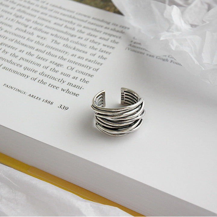 Silver Adjustable Layered Ring - Liora-Nora Luxe