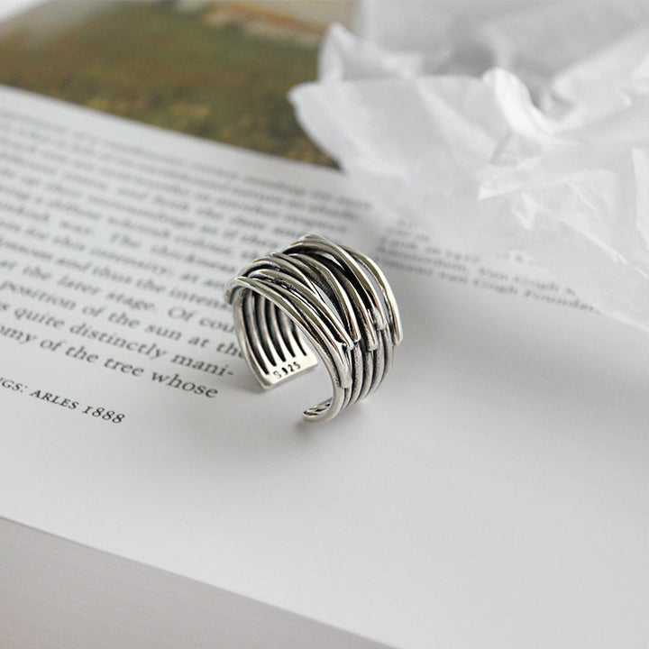 Silver Adjustable Layered Ring - Liora-Nora Luxe
