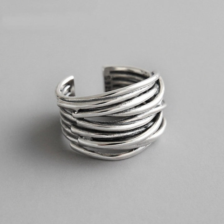 Silver Adjustable Layered Ring - Liora-Nora Luxe